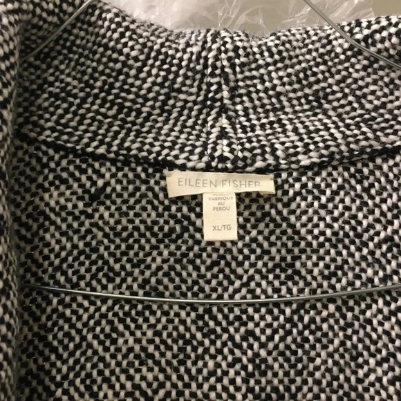 Eileen Fisher Organic Cotton Open Front Cardigan XL -- black and white - Picture 2 of 4